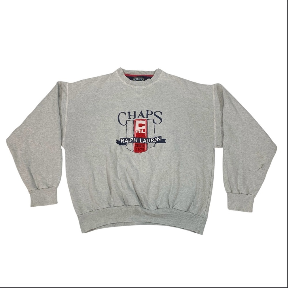 Vtg Chaps Ralph Lauren Mens M Oversized Pullover Sweatshirt Crewneck L/S Gray